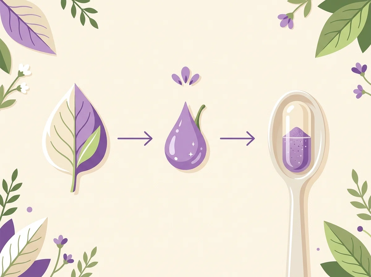 Botanische infographic plant extract capsule stappen